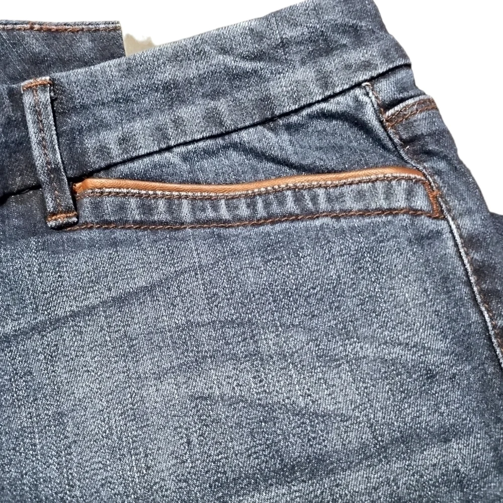 WHBM The Saint Honore Collection‎ Leather Trim Skinny Crop Girlfriend Jean Sz 14